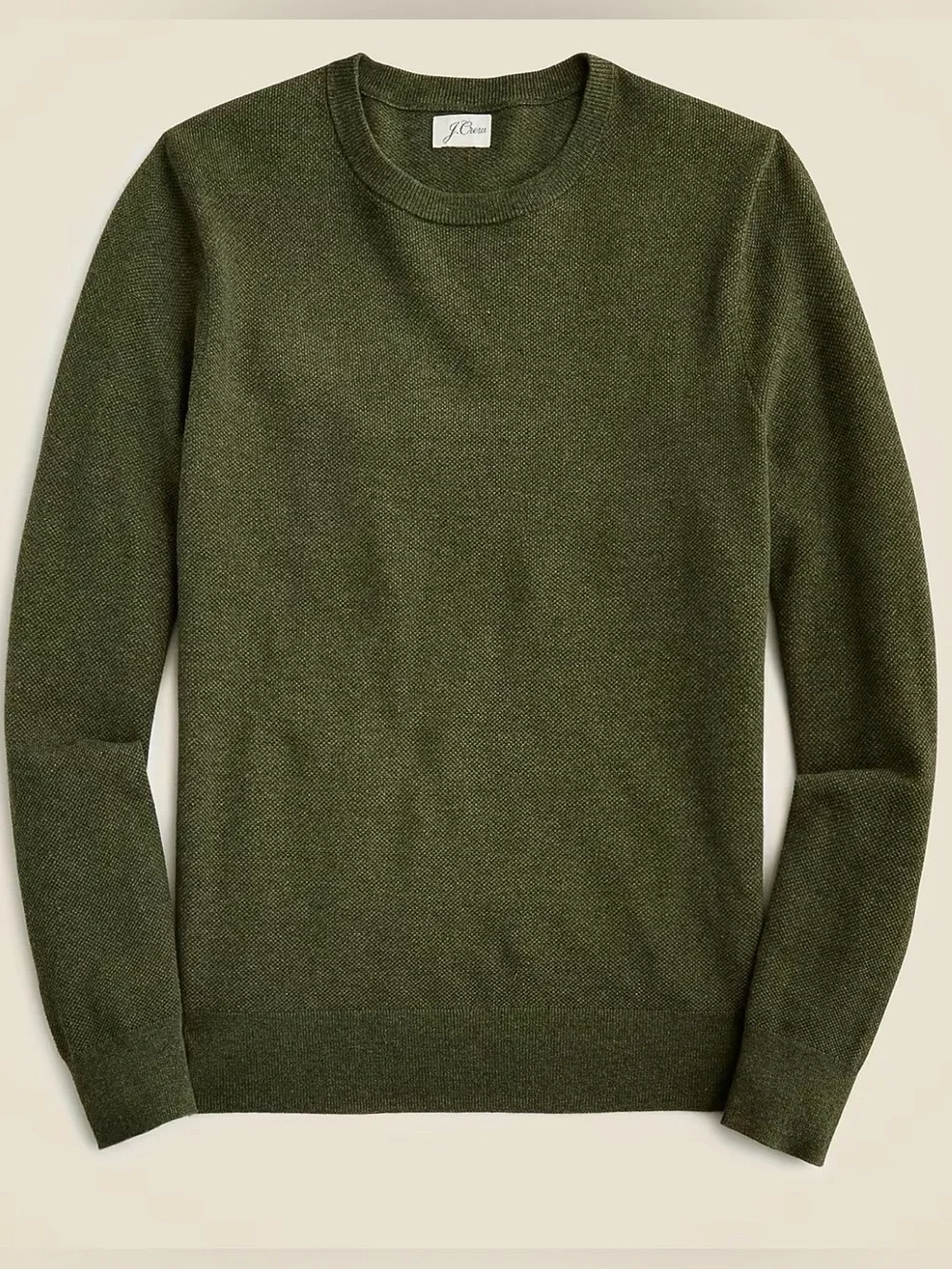 J Crew Cotton piqué-stitch crewneck sweater Size Small